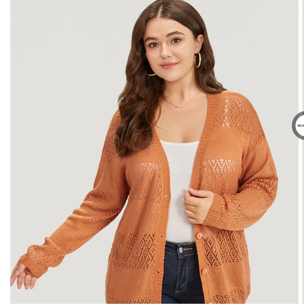 NWT BloomChic Women's Orange See Through Cardigan